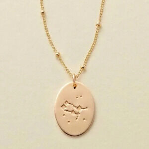 Gemini Minimalist Zodiac Charm Oval Disc Necklace